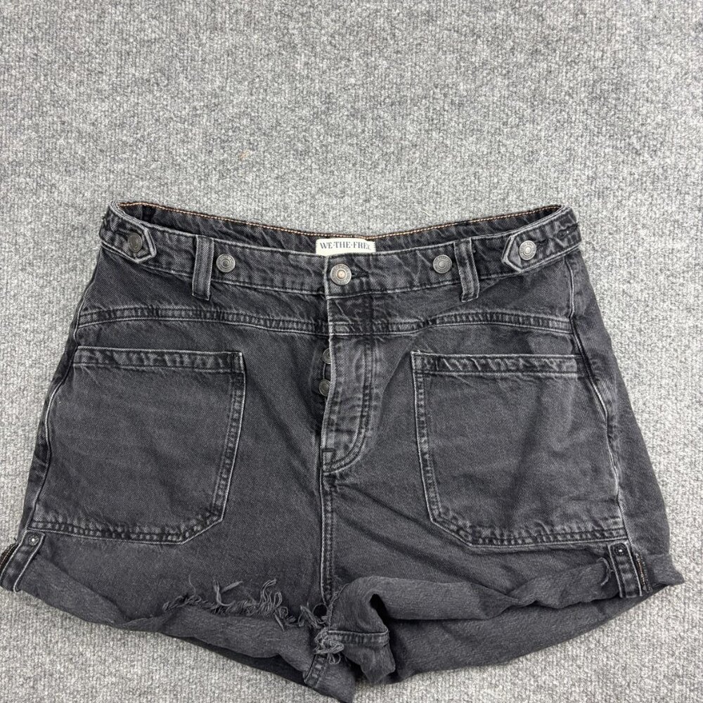 Free People We the Free Washed Black High-Rise Denim Shorts